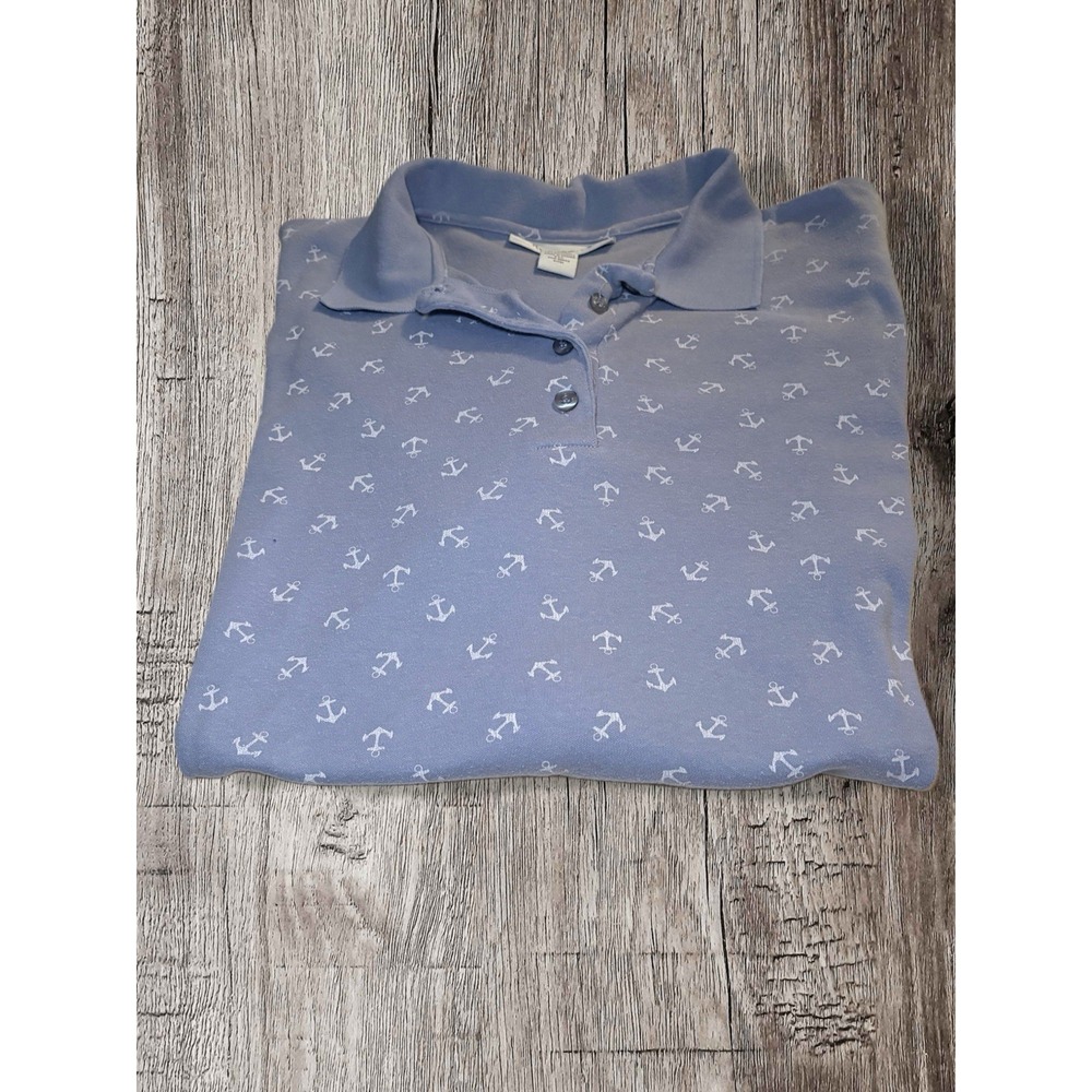 Roman's Women's Polo Anchor Violet Anchor Print Size 2XL - Picture 4 of 4